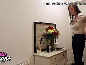 British cougar spanks naughty college student roughly.