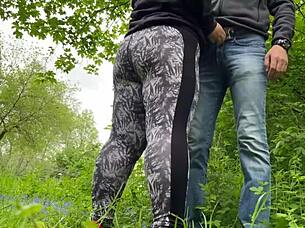 Mother-in-law's cameltoe in leggings makes me cum hard