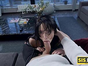 flapper teen feels greedy sucking stepbrother's dick and having passionate vaginal sex