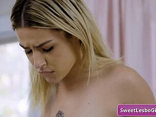 Sexy Blonde Lesbian Teens ENGAGE In SENSUAL Massage And EATING Pussy