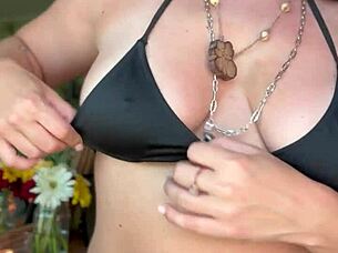 Hey, check out curvy pawg paisley flowers teasing in her black bikini on the beach