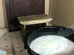 Doing weekend laundry as a housewife.