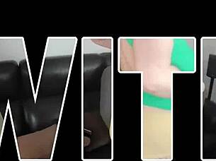 Angel performs striptease revealing her huge natural tits