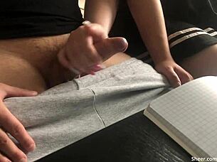 olivia bay gives handjob when teacher not looking