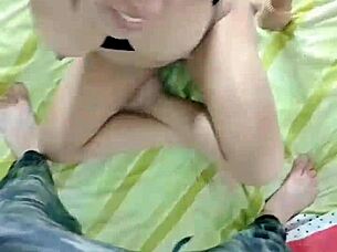 Young 18+ Stepsister Gives Quick Blowjob in Parents' Room