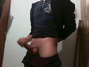 A comfy cock-play session in the bathroom with a skinny young amateur