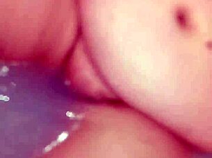 Curvy Wife's Big Natural Tits Bounce During Intense Naked Pussy Play in Bathtub.