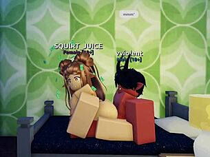 Creamy anal sex happening in the Roblox condo