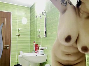 Hot Big Boobs Shower Fun Alone