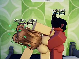 Creamy anal sex happening in the Roblox condo