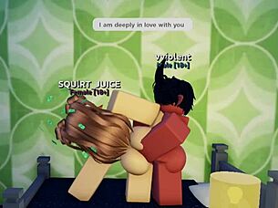 Creamy anal sex happening in the Roblox condo