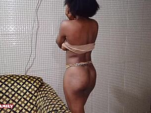 village slut african petite teen tries her first homemade porn scene