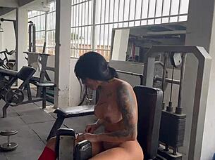 my transgender trainer gets horny when she makes me do squats without clothes and starts touching my ass and tits - may hernandez