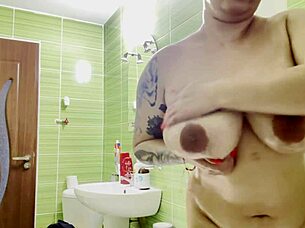 Hot Big Boobs Shower Fun Alone
