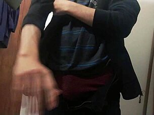 A comfy cock-play session in the bathroom with a skinny young amateur