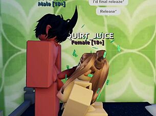 Creamy anal sex happening in the Roblox condo