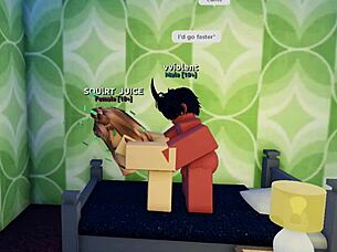 Creamy anal sex happening in the Roblox condo