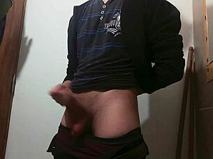 A comfy cock-play session in the bathroom with a skinny young amateur