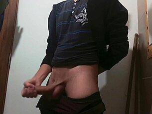 A comfy cock-play session in the bathroom with a skinny young amateur