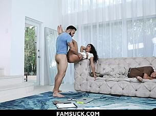 Stepdaughter Flashes Pussy To Seduce Innocent Stepdad