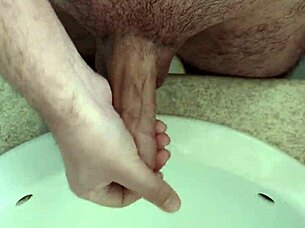 morning cumshot in the bathroom after solo masturbation 😴💦 homemade fun