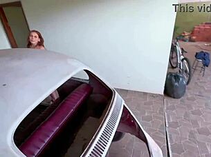 old guy fucks young in car 😈