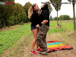 Watch This Slave Worship Old Feet And Face Sit Outdoors!