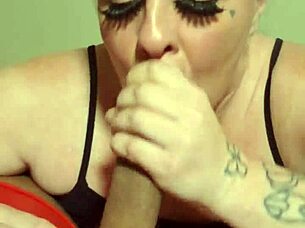 this redhead slut gives amazing sloppy blowjob