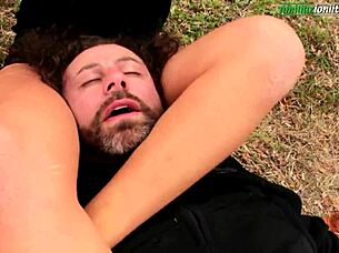 Watch This Slave Worship Old Feet And Face Sit Outdoors!