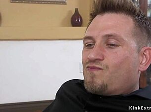 Watch the blonde slave get fucked in bondage