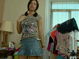 Tanned Teen Ella Stuff Her Tight Pussy With Big Toy