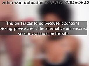 Ebony ana sasuga drinks pee then fucks four cocks in anal dp