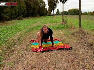 Watch This Slave Worship Old Feet And Face Sit Outdoors!