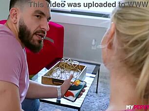 Not so subtle stepsis Jenna Fireworks teases with big cock