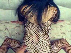 When legs spread, the mature wife is ready for anal assfucking.