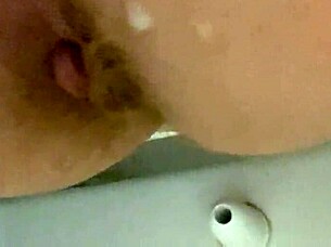 Sexy Close-Up Hairy Pussy Gape with Pee and Fart