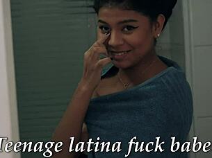 watch this cute petite latina teen give blowjob and get fucked?