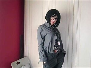 Chantalchannel Stays Hot In Man's Outfit, Teasing With Wet Pussy And Stockings In Halloween Secretary Scene