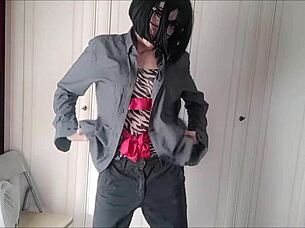 Chantalchannel Stays Hot In Man's Outfit, Teasing With Wet Pussy And Stockings In Halloween Secretary Scene