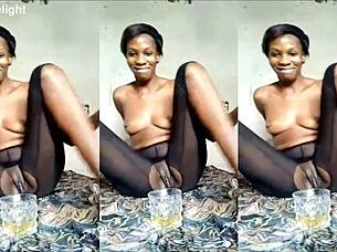 milf nikkie masturbates with eggplant, squirts, and tastes it homemade