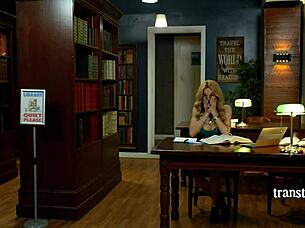 Cute Ts Conjures A Lover From Dreams To Fuck Her Tight Ass In A Library