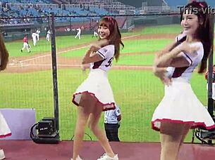 Sexy Baseball Cheerleaders Dancing Provocatively