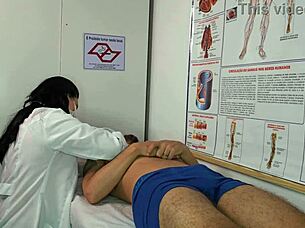 Nurse gets excited seeing patient's big erection