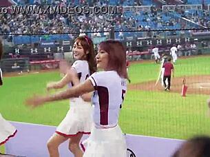 Sexy Baseball Cheerleaders Dancing Provocatively