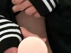 transgirl fucks fleshlight in full solo video with crossdressing