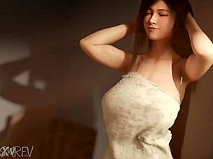 tifa rides big cock in anal creampie session