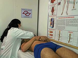 Nurse gets excited seeing patient's big erection