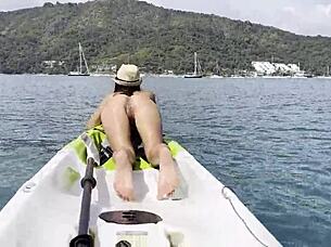 Naughty Monika Fox Masturbates and Squirts on a Kayak in the Sea!