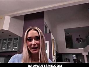 Cute blonde teen experiences family encounter with stepdad