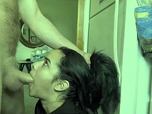 latina gets her throat fucked and then passionately fucked in doggystyle, reaching orgasm with her tits bouncing